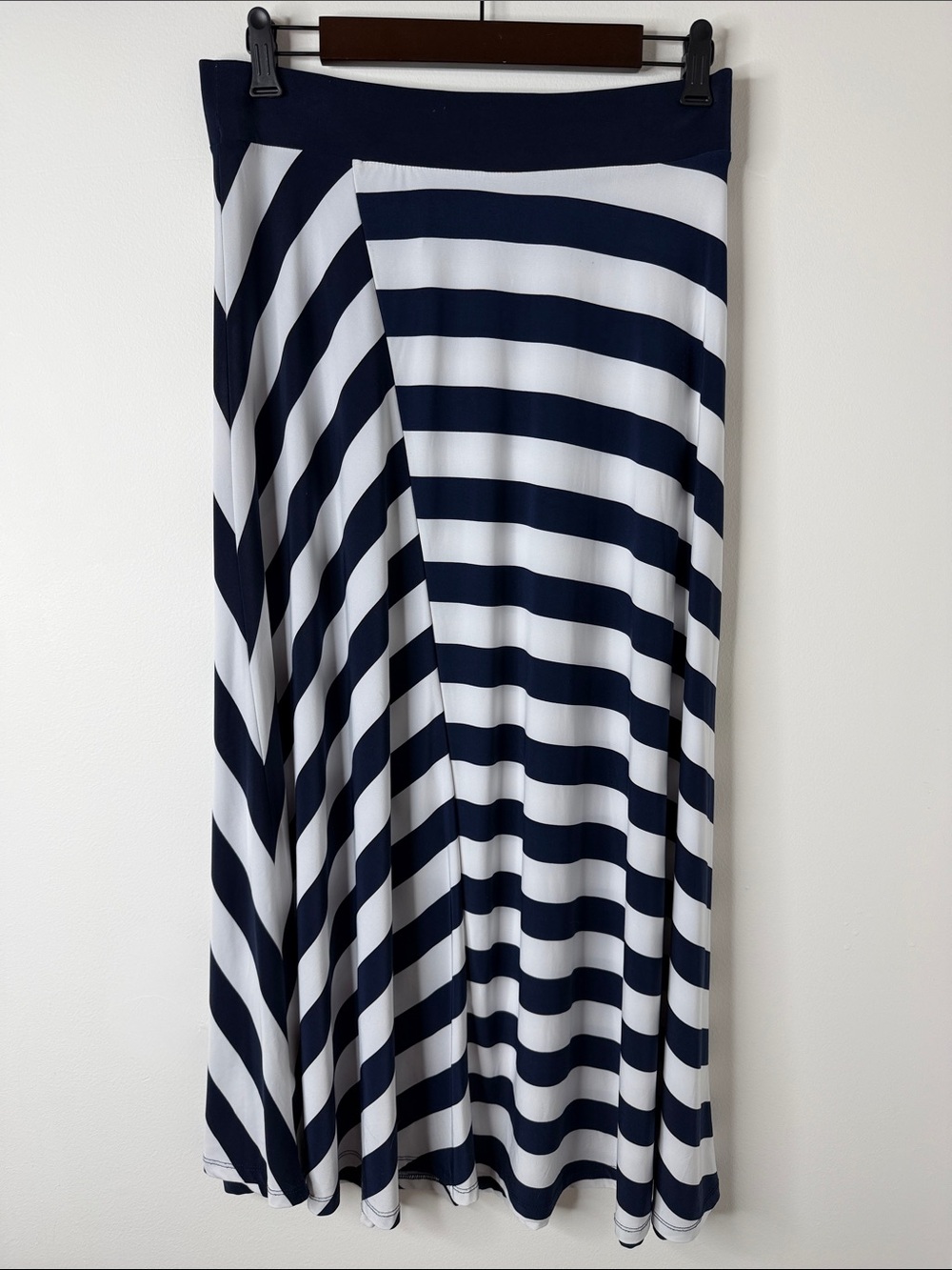 INC International Concepts Navy and White Striped A-Line Maxi Skirt • Size M